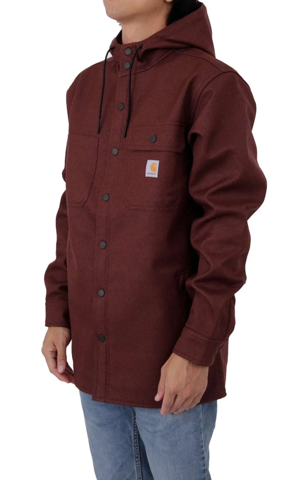 (105022) Rain Defender Relaxed Fit HW Hooded Shirt Jacket - Dark Cedar