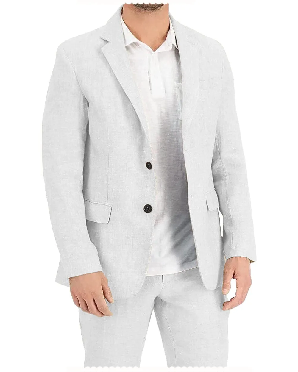 2 Pieces Casual Mens Suit Regular Fit Notch Lapel Linen Blazer For Leisure (Blazer   Pants)