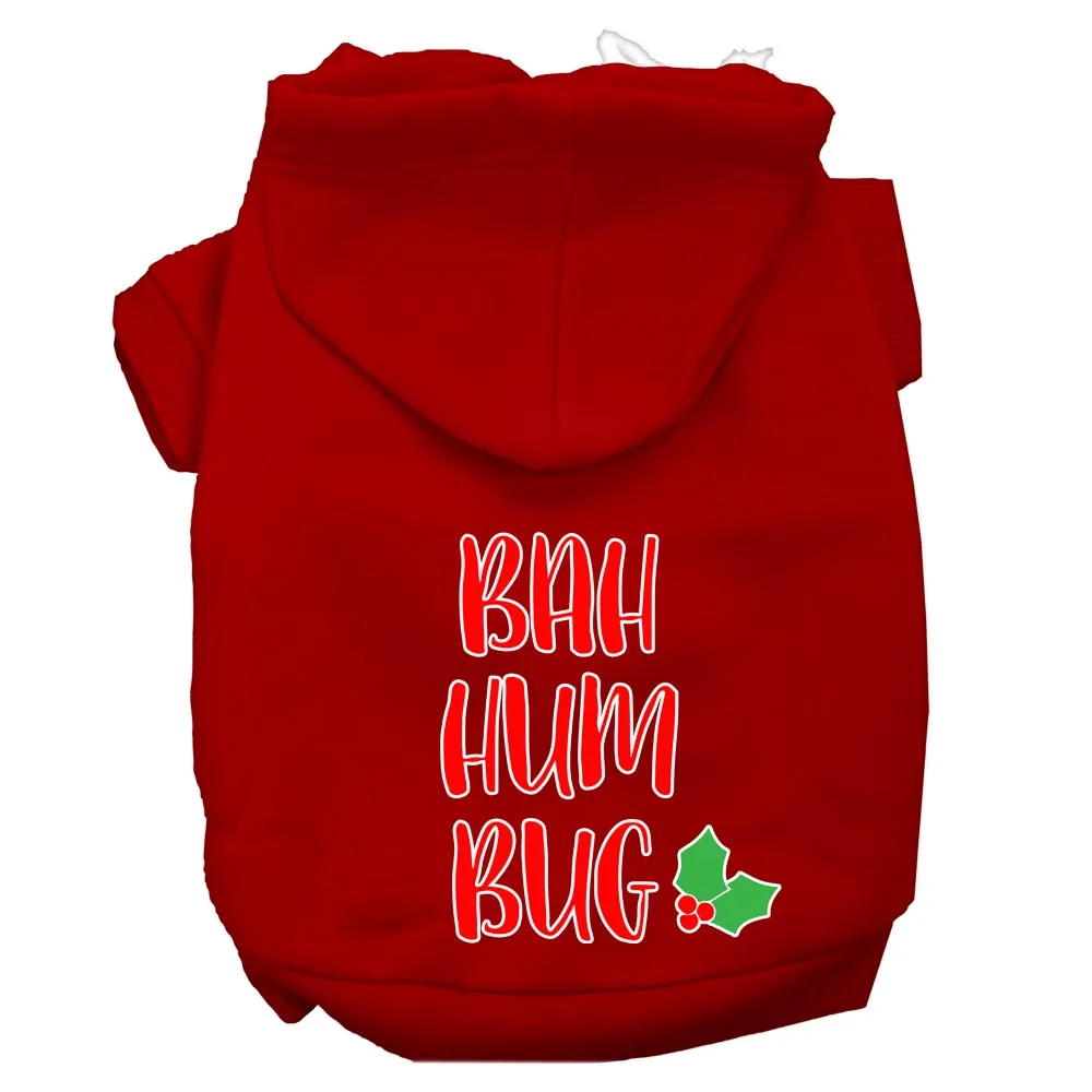 Bah Humbug Screen Print Dog Hoodie Red Xl