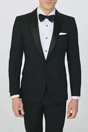 Business Casual Black Shawl Lapel Men's Suit (Blazer Pants)