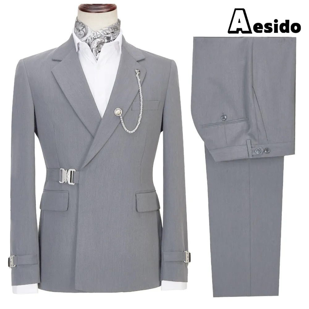 Business Men's Suit 2 Pieces Notch Lapel Flat Blazer (Blazer   Pants)