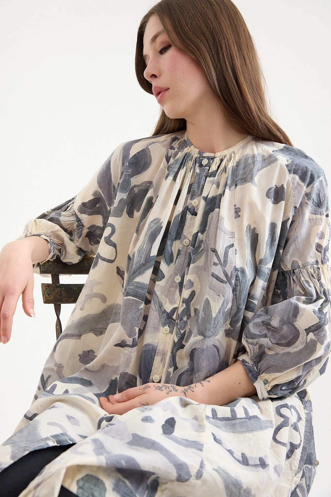 Casey Casey - 3BY3 Shirt - Light Print Blotch - Grey