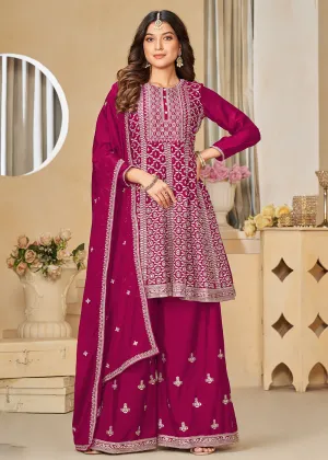 Chinnon Rani Pink Embroidered Palazzo Salwar Suit