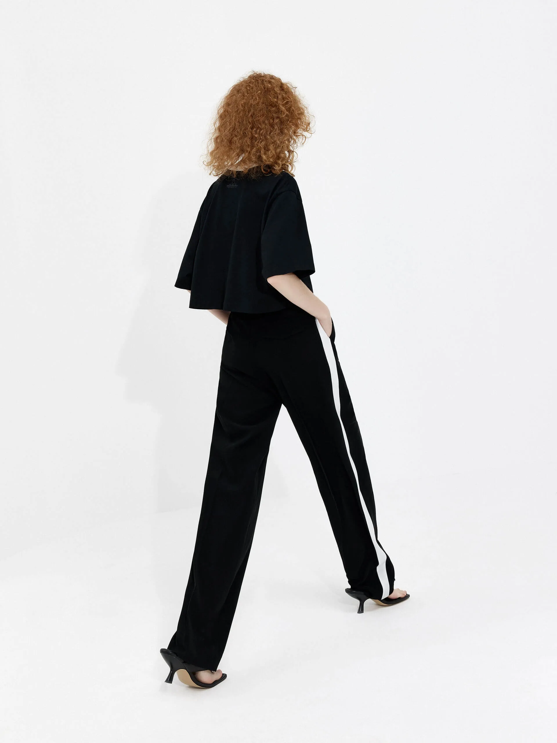 Contrast Trim Straight Pants