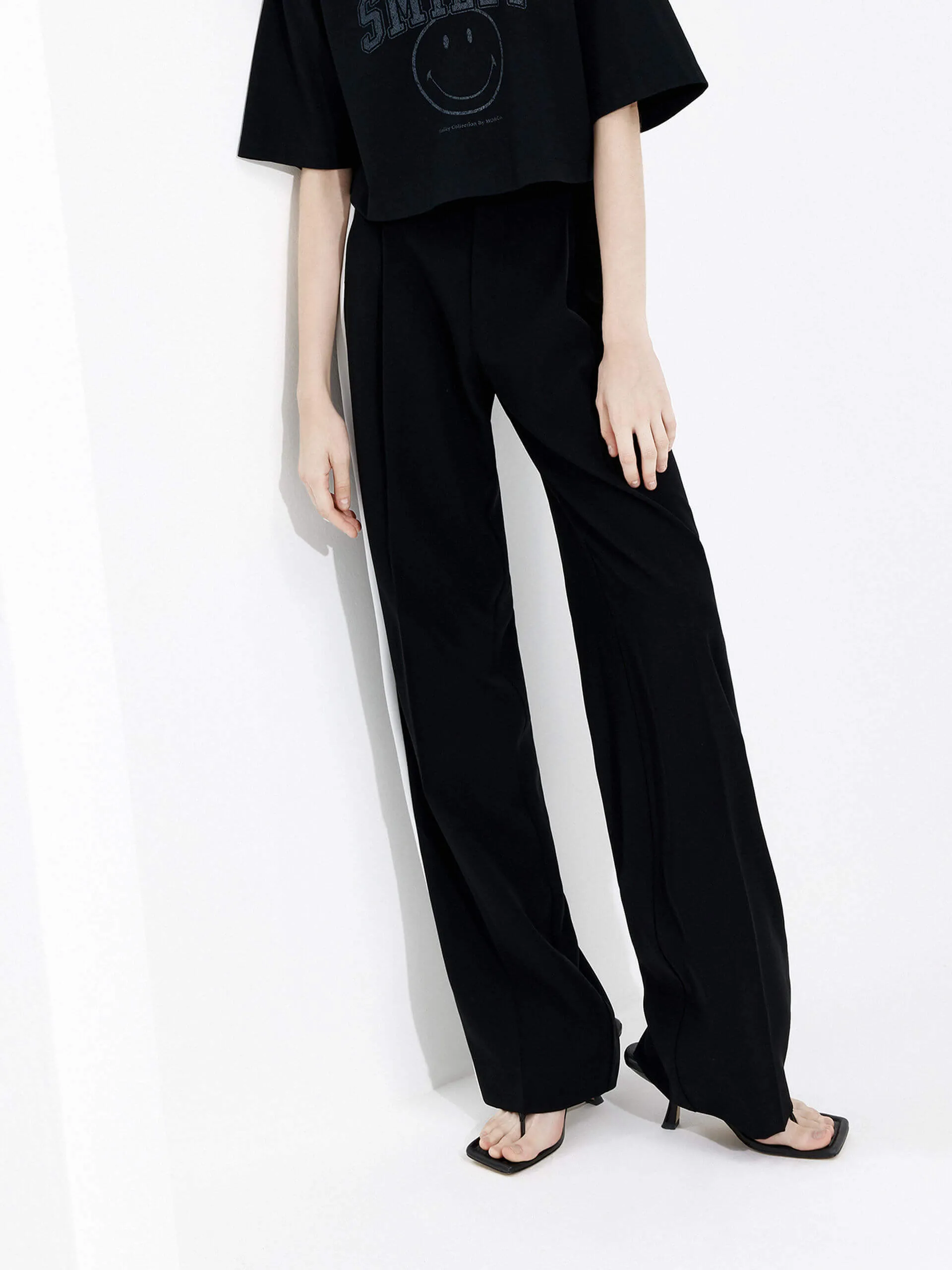 Contrast Trim Straight Pants