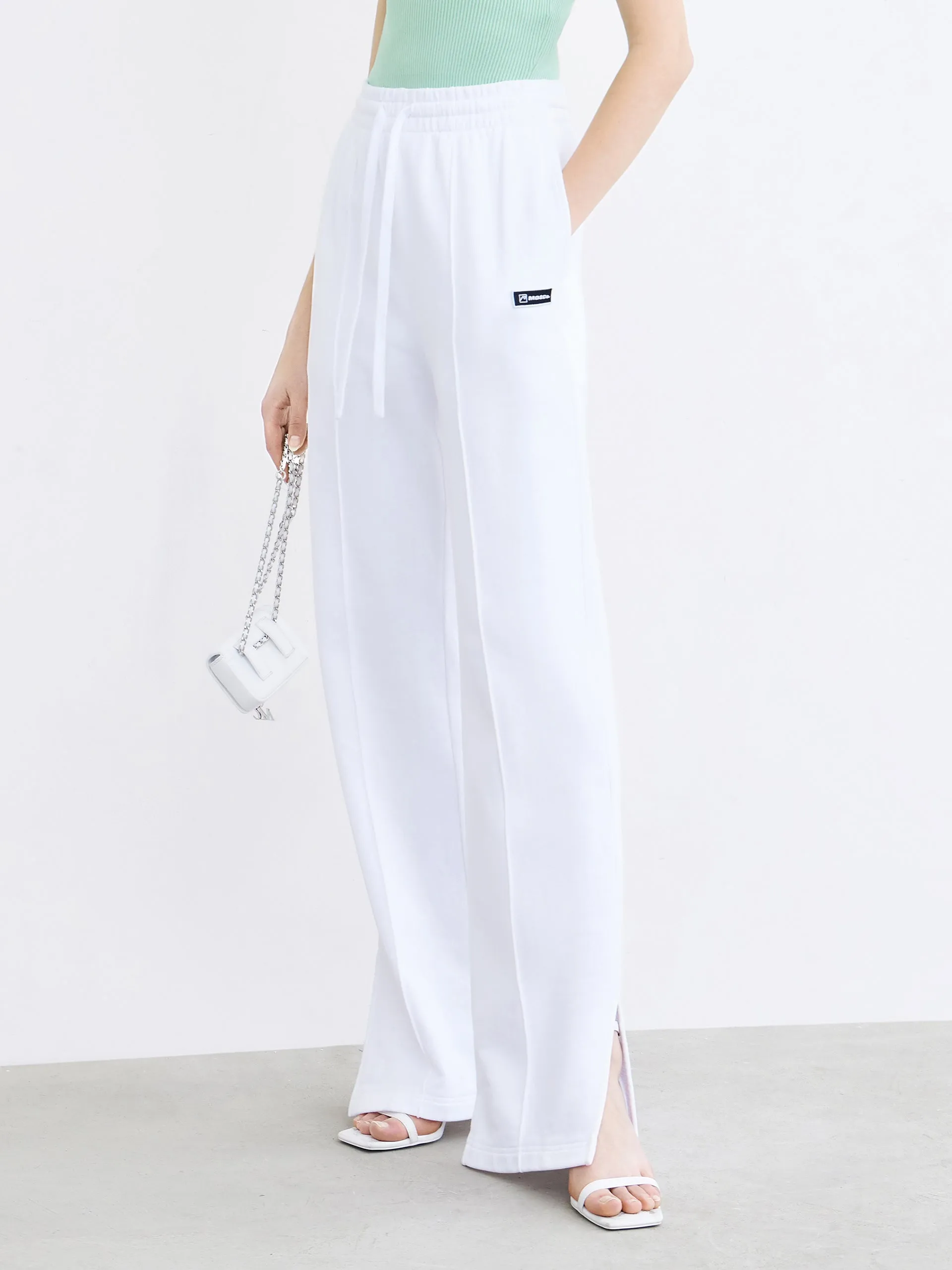 Cotton Drawstring Straight Pants