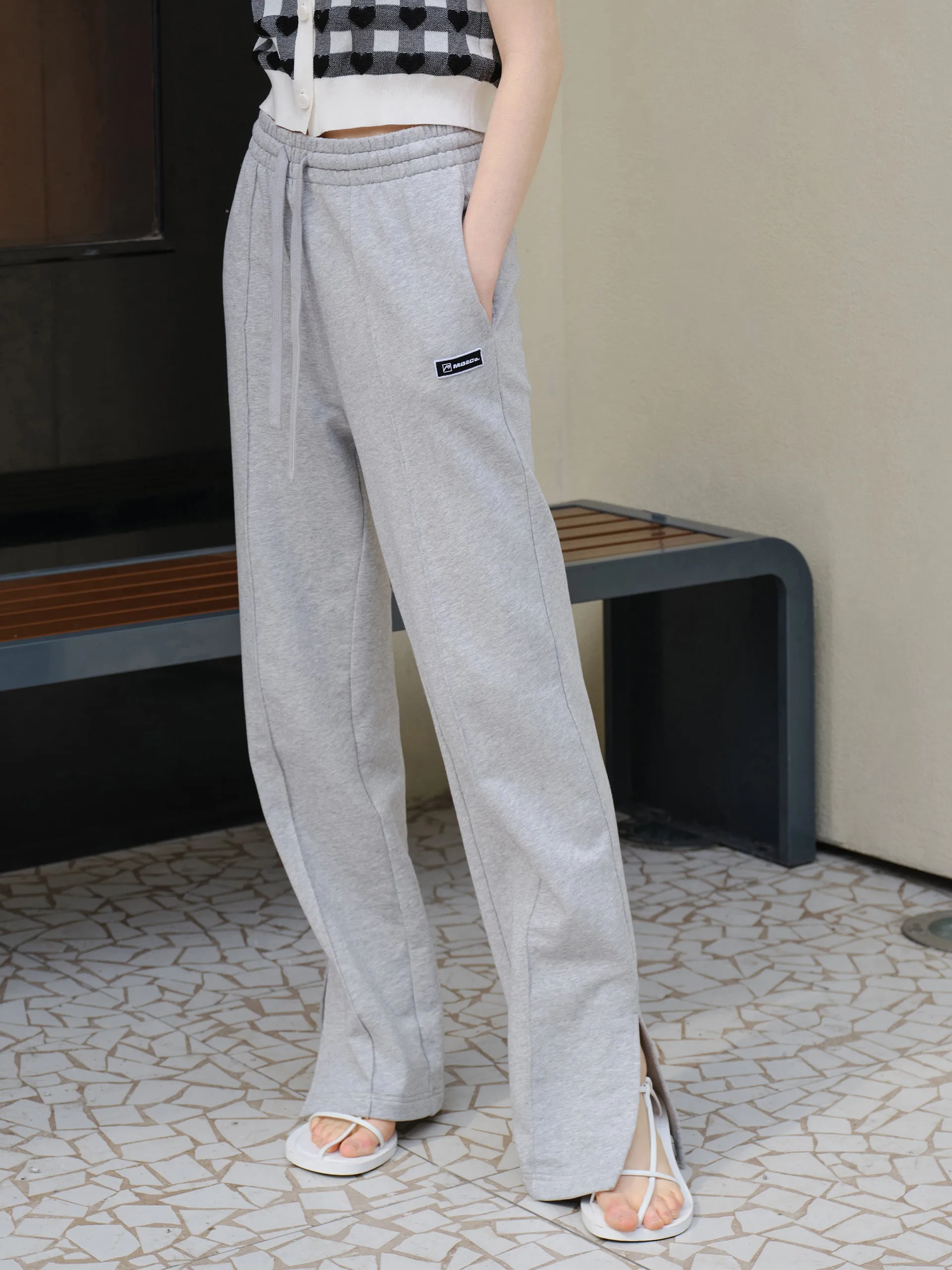 Cotton Drawstring Straight Pants