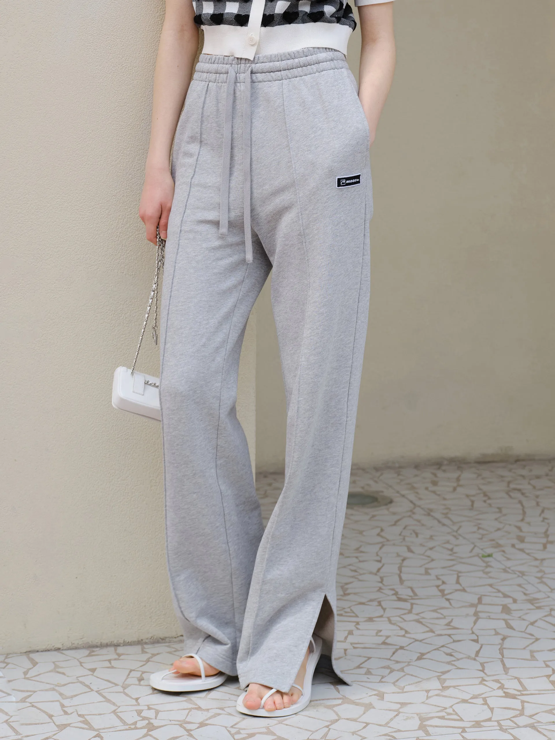 Cotton Drawstring Straight Pants