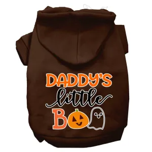 Daddy's Little Boo Screen Print Dog Hoodie Brown Xs