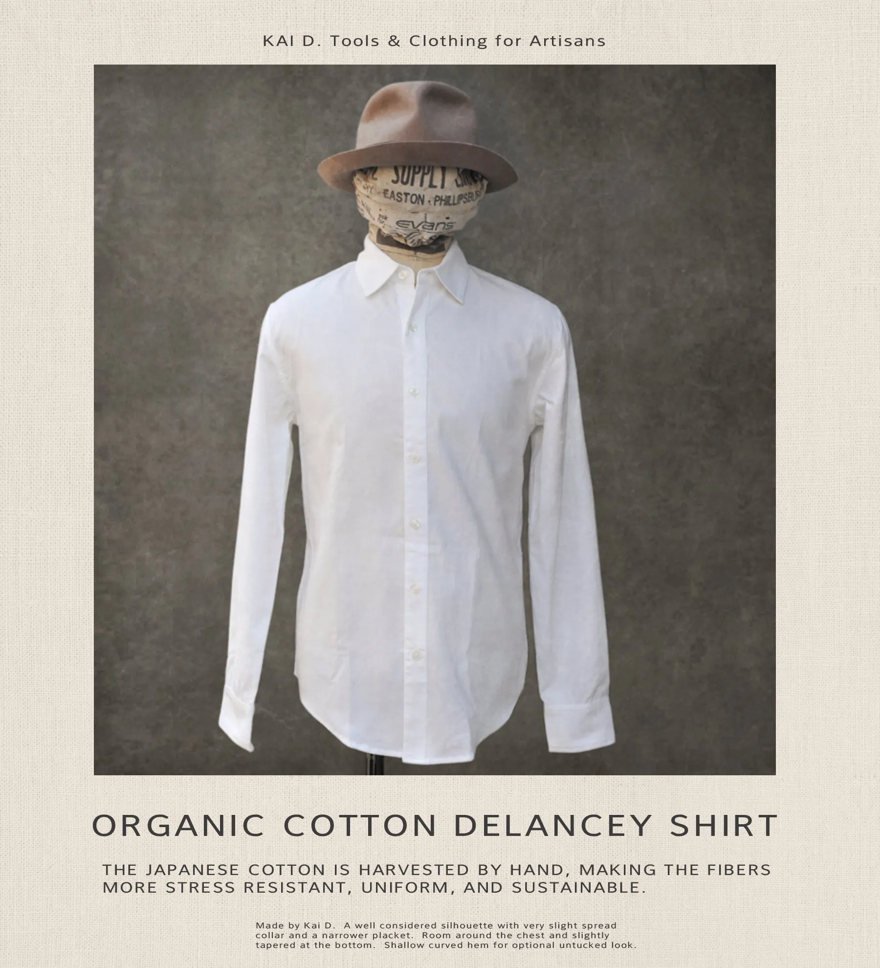 Delancey Shirt - Organic Cotton Oxford - Eggshell - S, M, L, XL