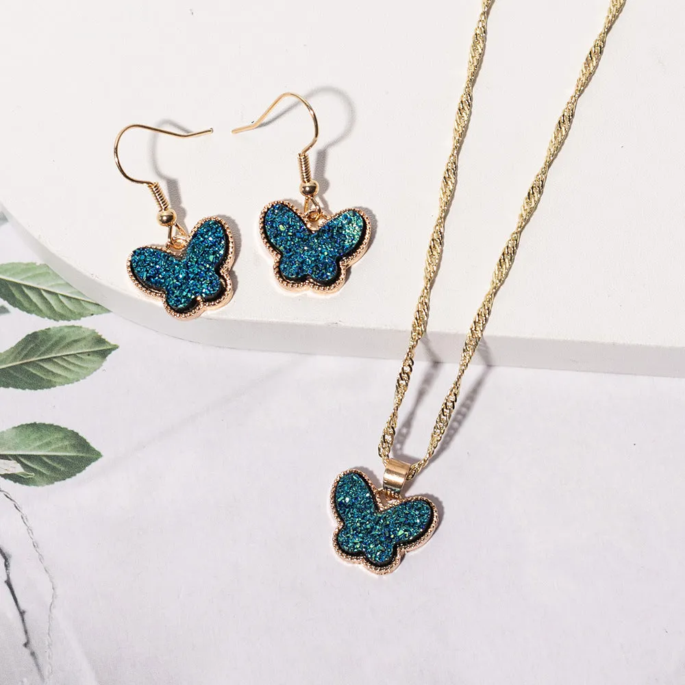 European And American Fashion Butterfly 2-piece Set Jewelry Wholesale