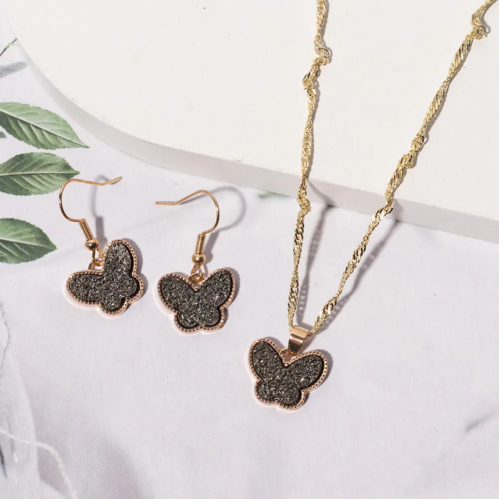 European And American Fashion Butterfly 2-piece Set Jewelry Wholesale