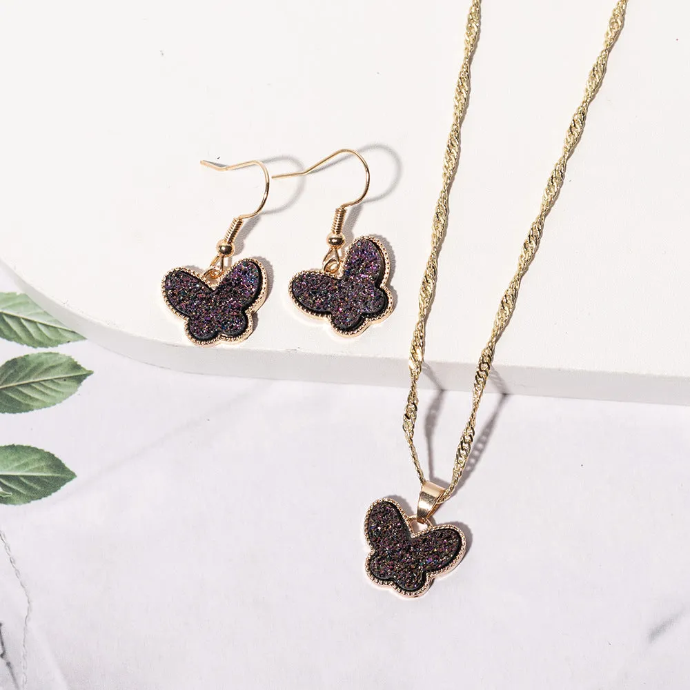 European And American Fashion Butterfly 2-piece Set Jewelry Wholesale