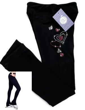 Figure Skating Pants, Black Micro Fleece, 8 Hearts BSU2409