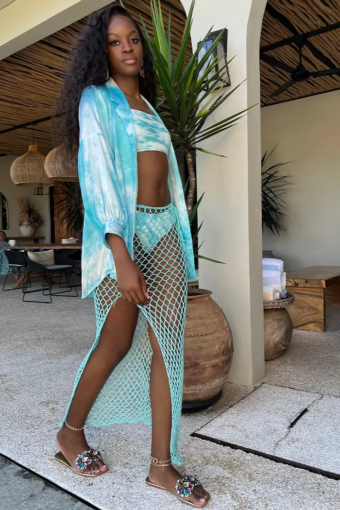 Fish Net Skirt- Aqua