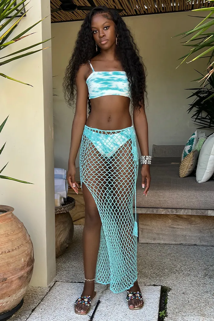 Fish Net Skirt- Aqua