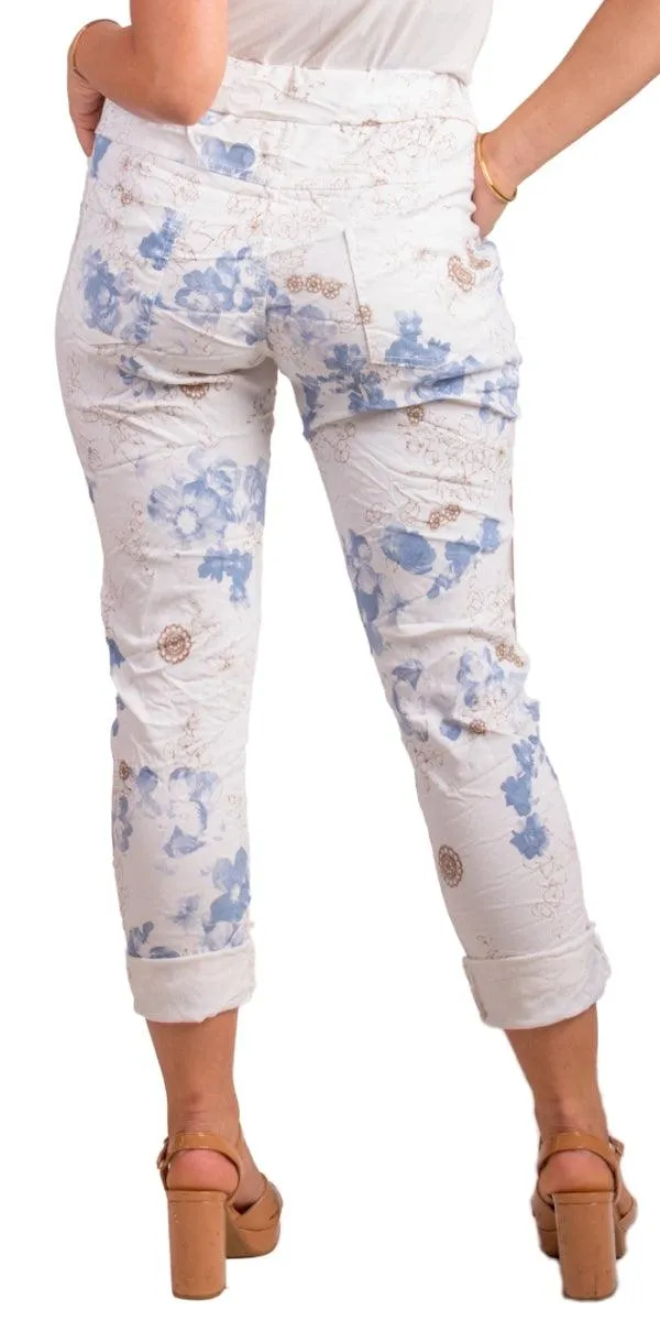 Floral Medallion Tie-Waist Pants