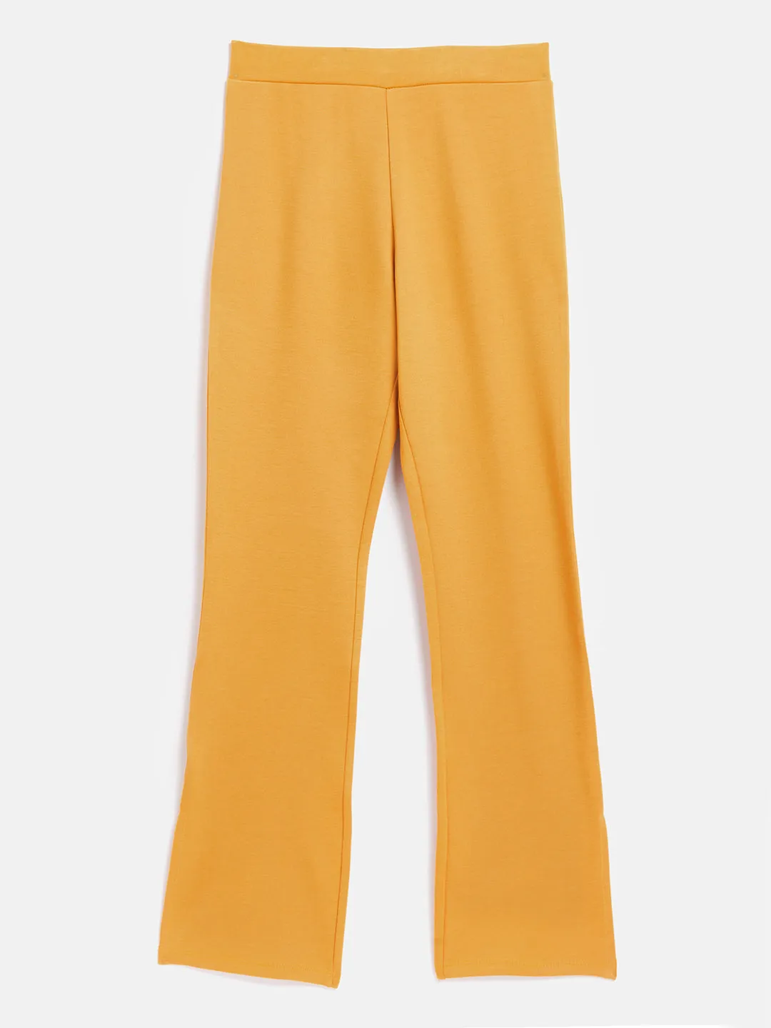 Girls Mustard Side Slit Bell Bottom Pants