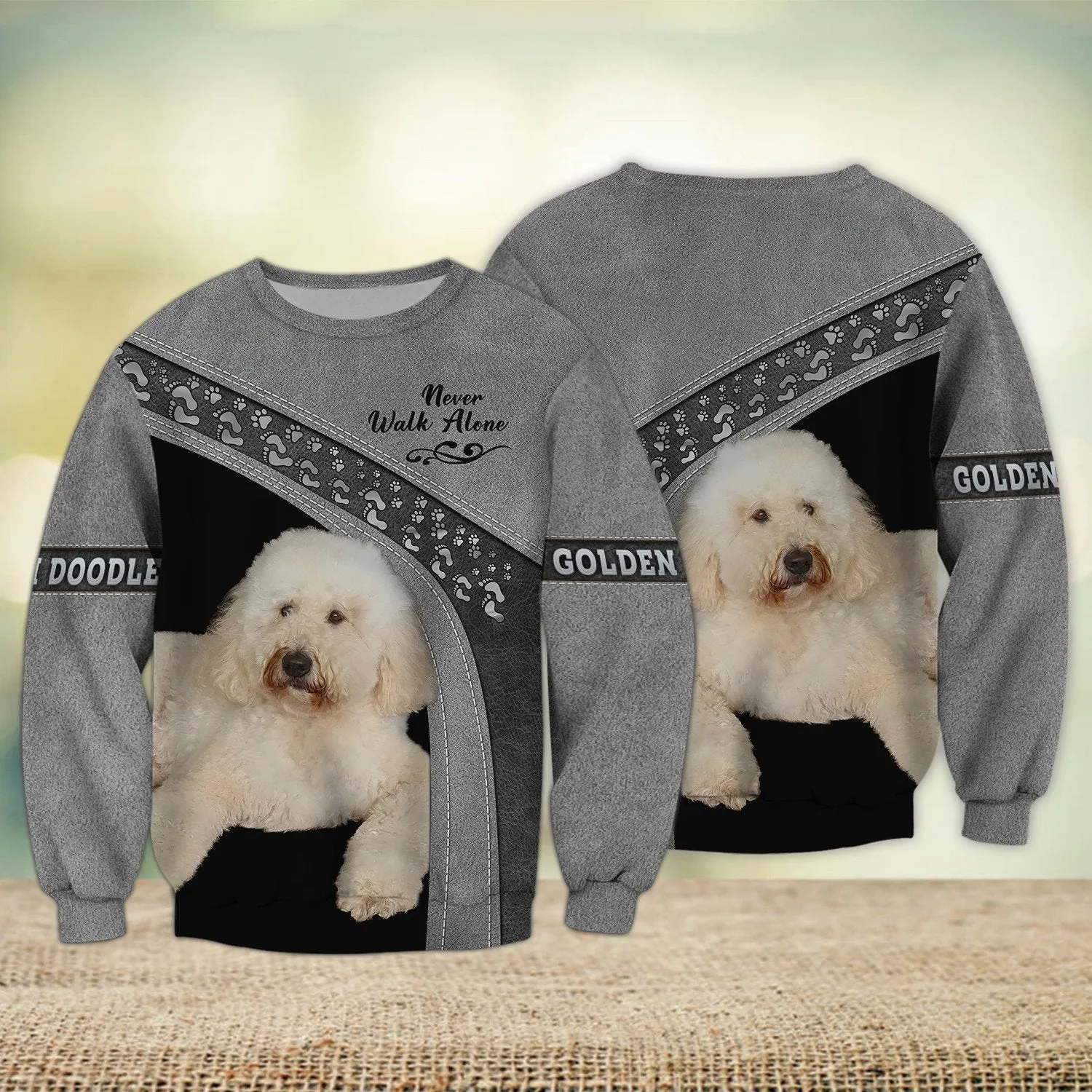 Golden Doodle Love Multicolor Option Never Walk Alone Love 3D Full Print Shirts, Sweatshirt for Dog Lovers Christmas