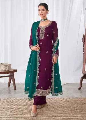 Graceful Looking Purple Indian Party Wear Salwar Suit