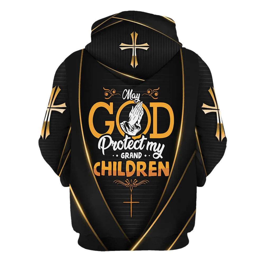 Grandma Hoodie God Protect My Grand Children Hoodie Grandpa Hoodie 3D