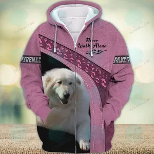 Great Pyrenees Never Walk Alone 3D Full Print Shirts, Christmas Dog Memorial Gifts for loss of Dog