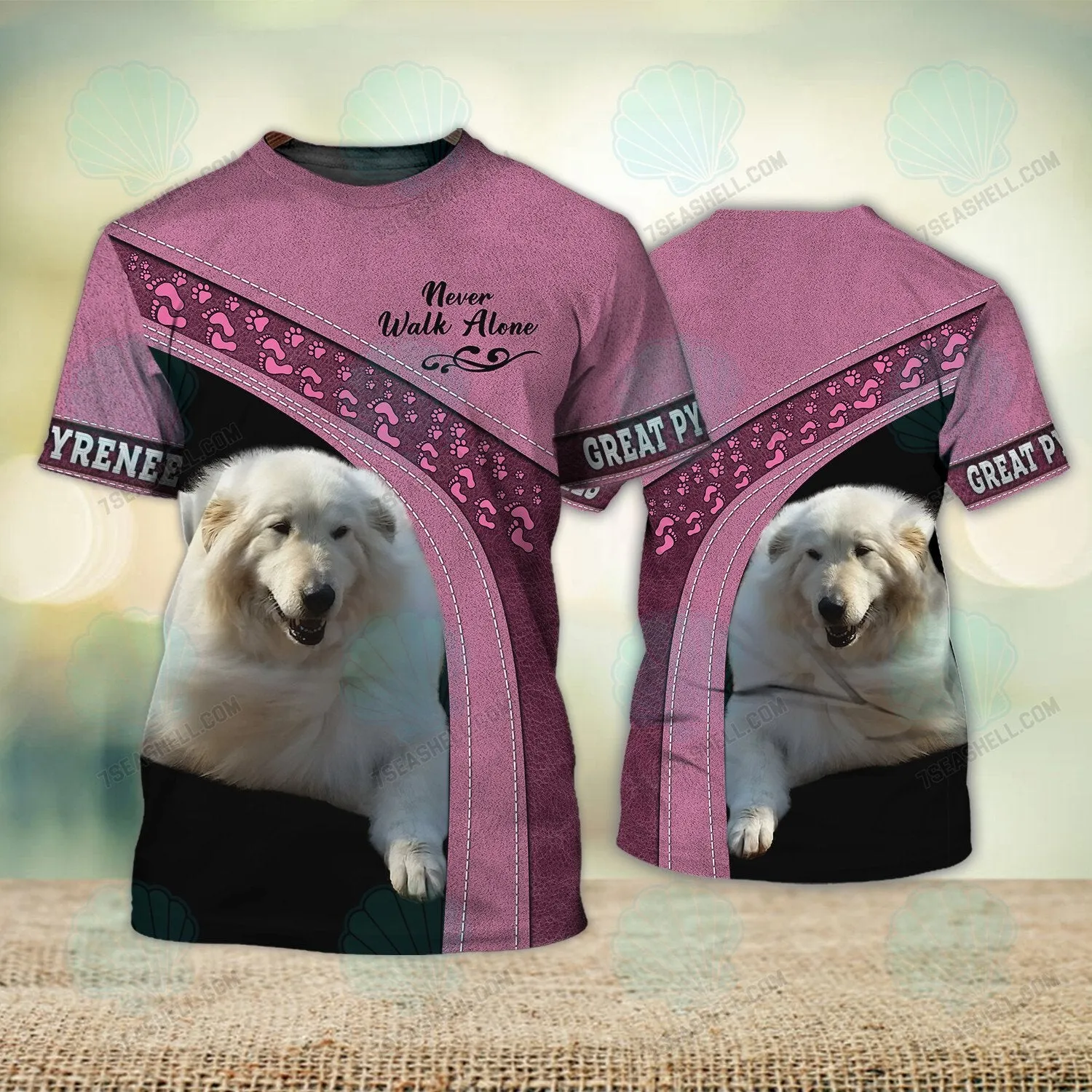 Great Pyrenees Never Walk Alone 3D Full Print Shirts, Christmas Dog Memorial Gifts for loss of Dog