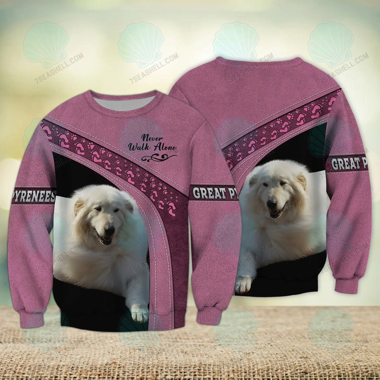 Great Pyrenees Never Walk Alone 3D Full Print Shirts, Christmas Dog Memorial Gifts for loss of Dog