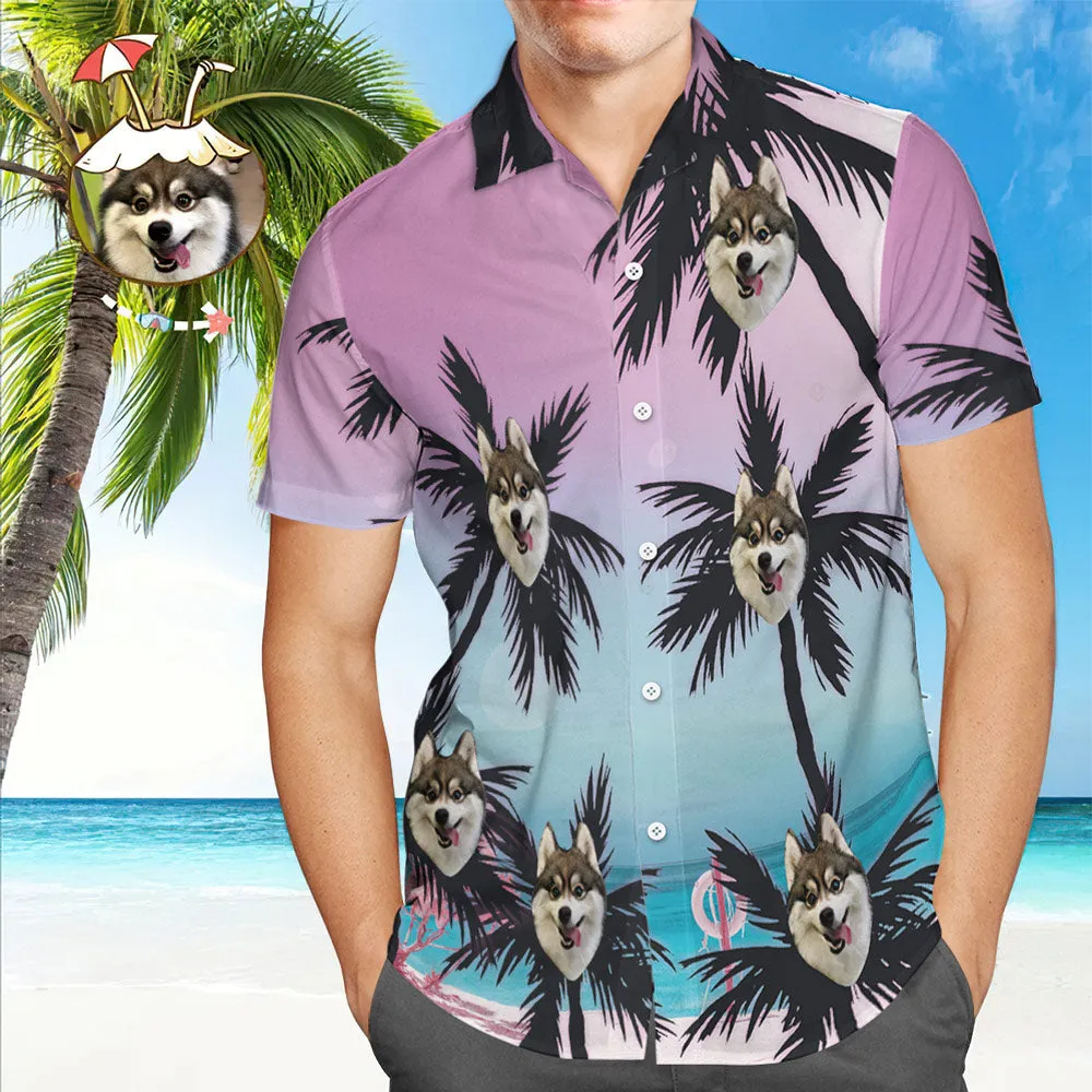 Hawaiian Shirt Custom Face Short Sleeve All Over Print Beach Style Coconut Trees Summer Seaside Party