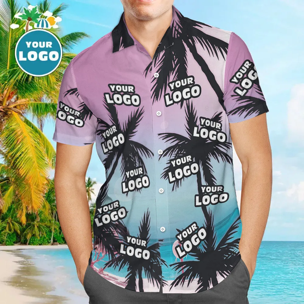 Hawaiian Shirt Custom Face Short Sleeve All Over Print Beach Style Coconut Trees Summer Seaside Party