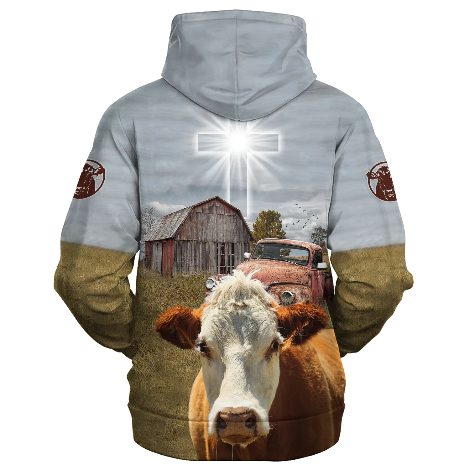 Hereford 3D All Over Print On Hoodie, So God Made A Farmer