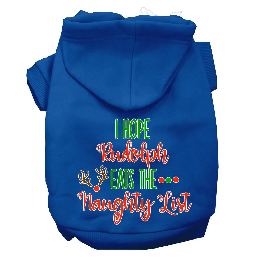 Hope Rudolph Eats Naughty List Screen Print Dog Hoodie Blue M