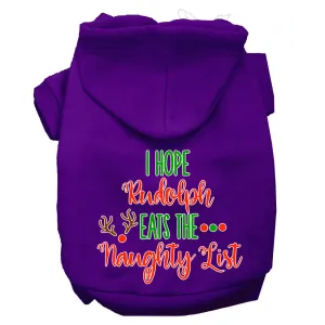 Hope Rudolph Eats Naughty List Screen Print Dog Hoodie Purple Xxl