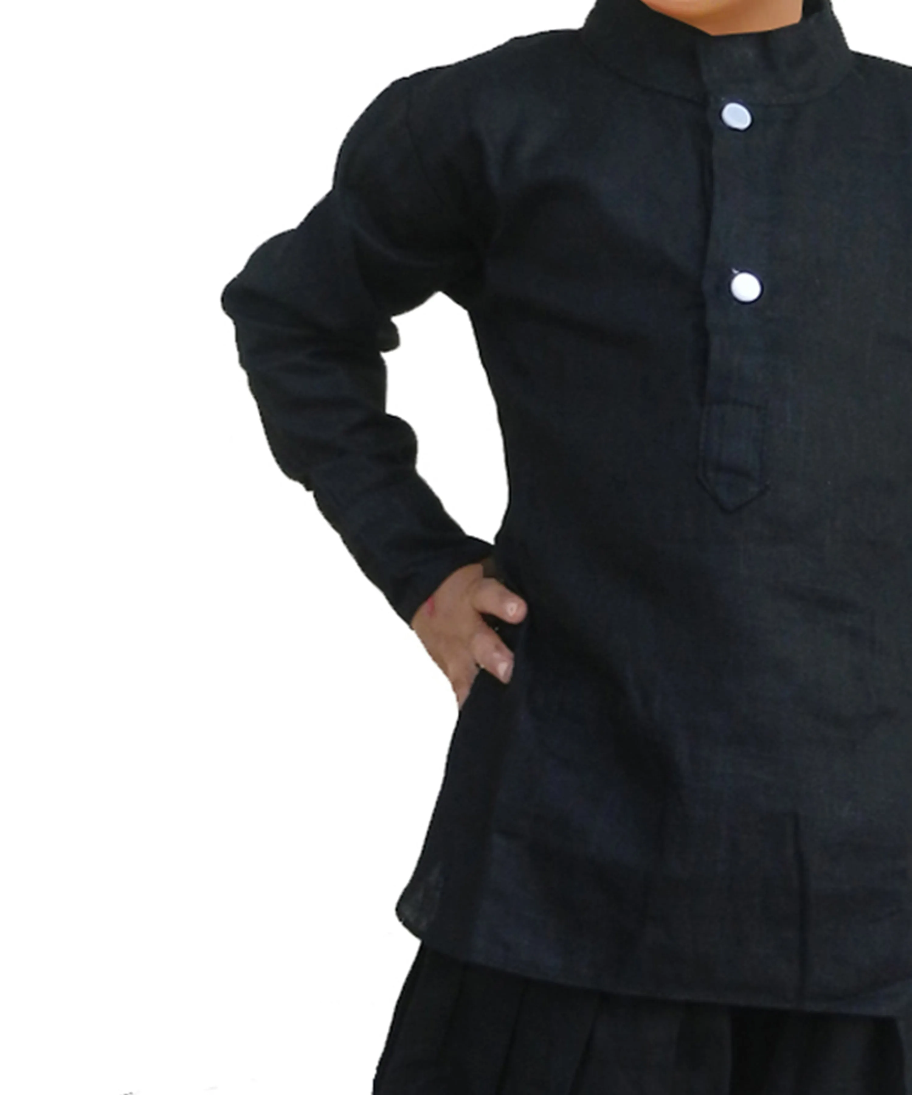 Jashvi Boys' Black Cotton Kurta and Pyjama Set