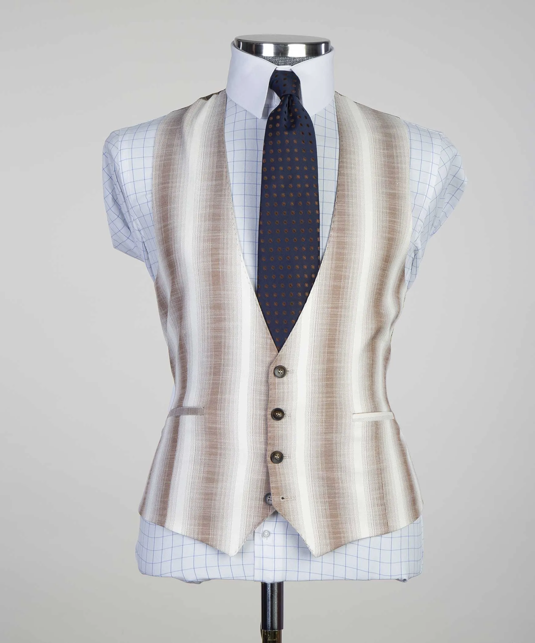 Light Brown Striped Suit Men