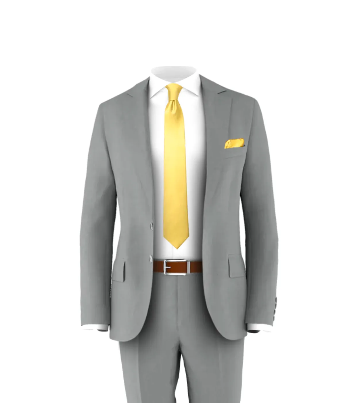 Light Grey Suit Light Gold Tie