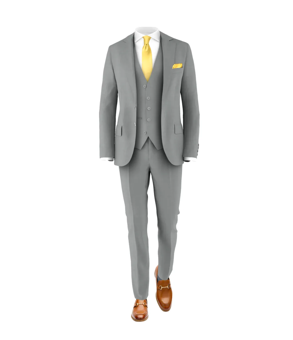 Light Grey Suit Light Gold Tie