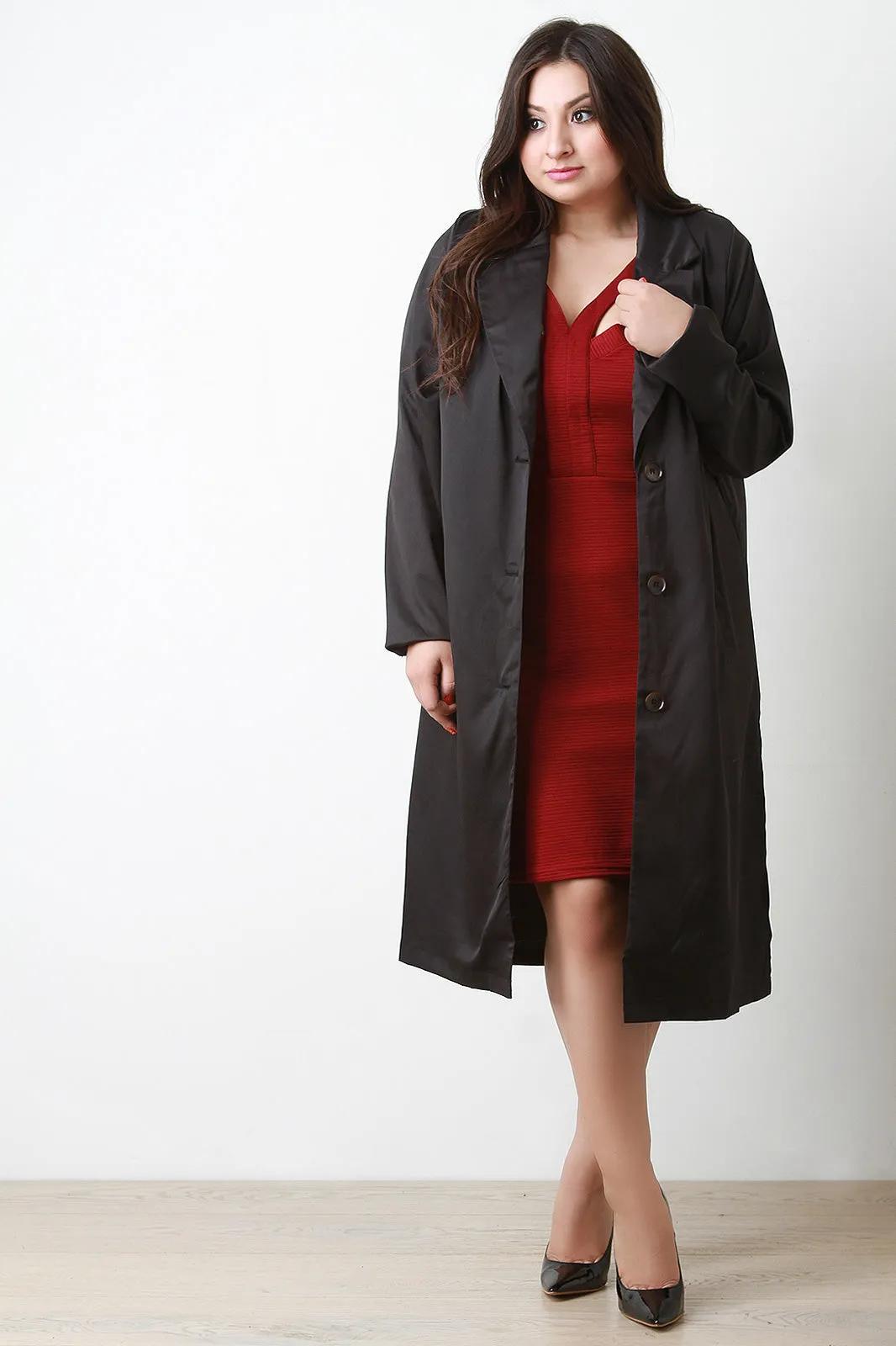 Lightweight Button-Up Longline Trench Coat