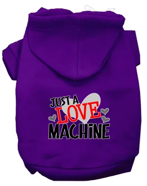 Love Machine Screen Print Dog Hoodie Purple Xxxl