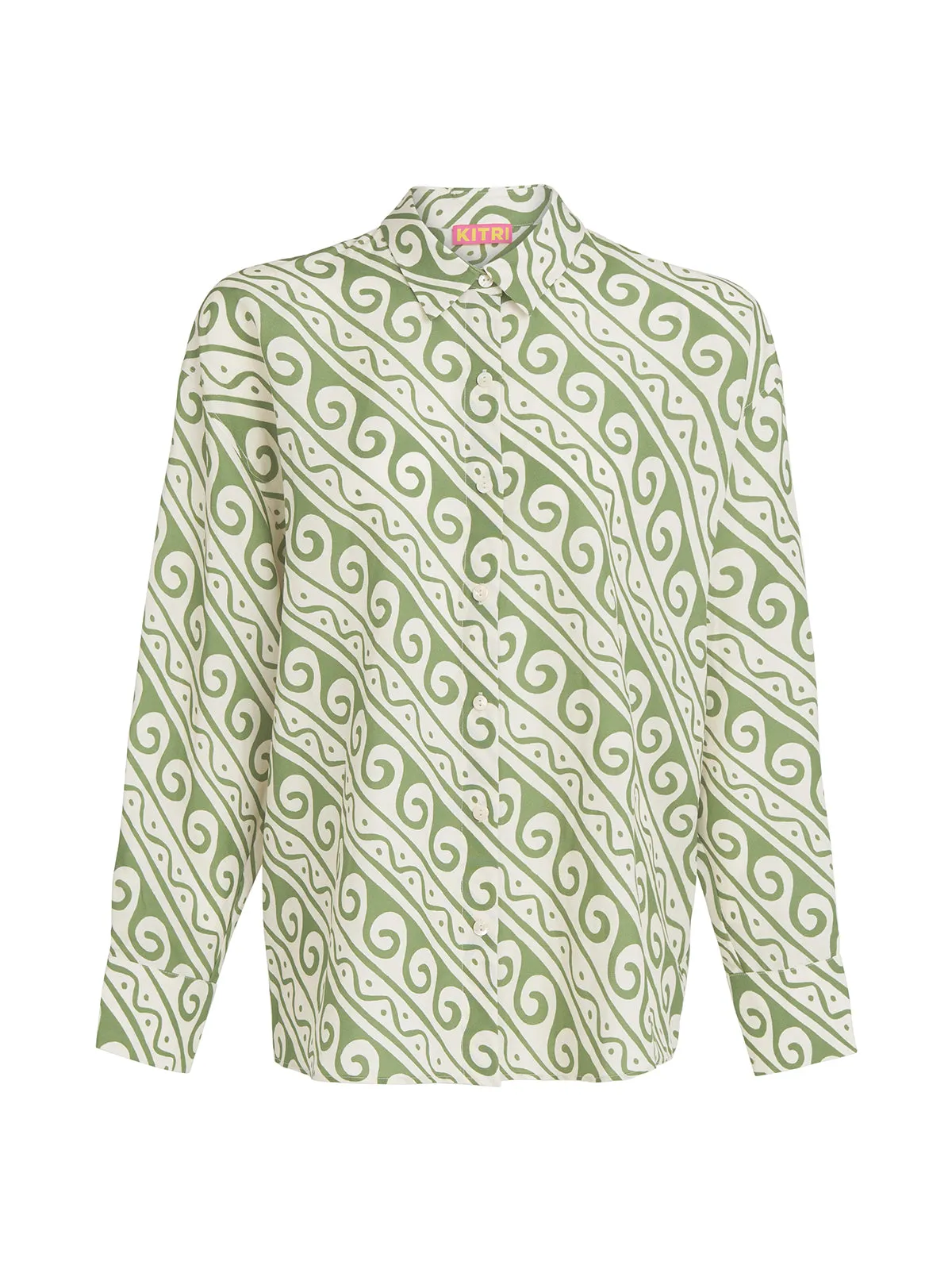 Mariana Green Wave Print Boyfriend Shirt