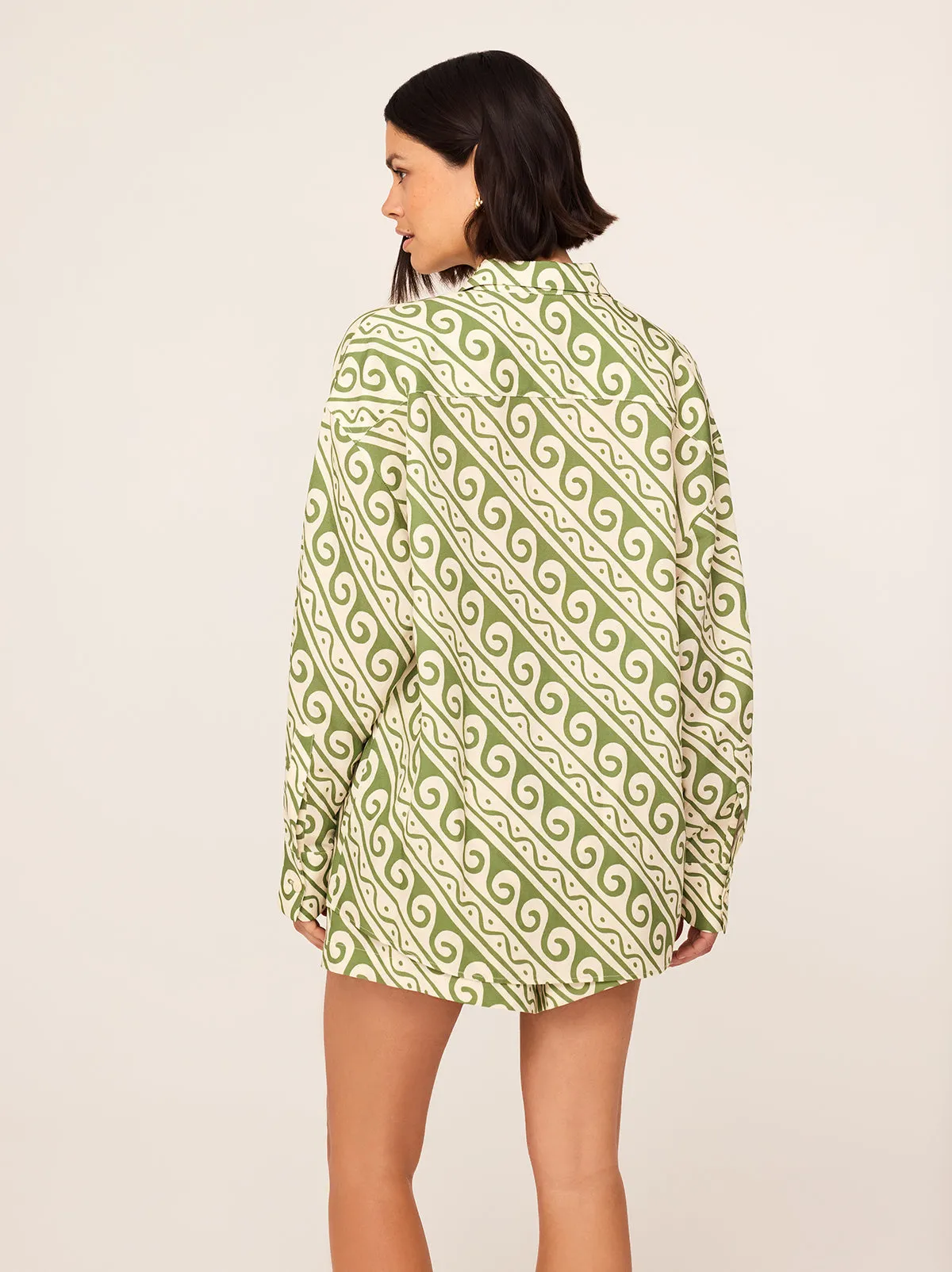 Mariana Green Wave Print Boyfriend Shirt