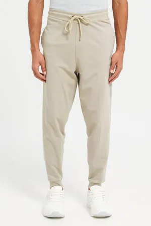 Men Beige Basic Track Pants