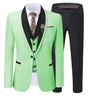 Men's 3 Pieces Formal Suit Flat Notch Lapel Tuxedos (Blazer vest Pants)