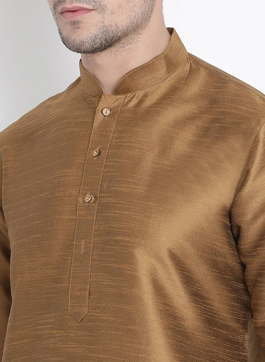 Men's Brown Silk Blend Kurta and Pyjama Set - Vastramay