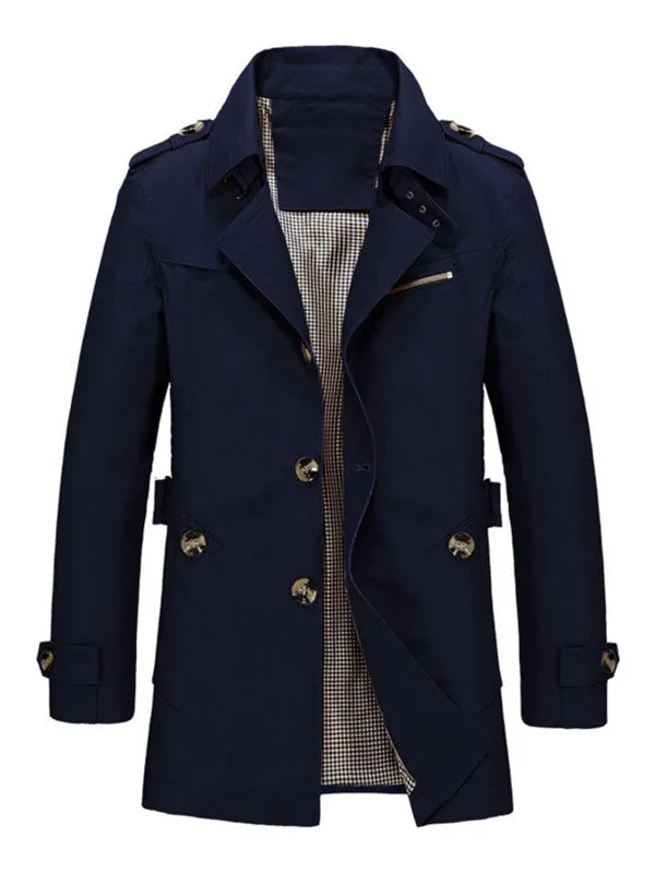 Men's Buttoned Trench Coat