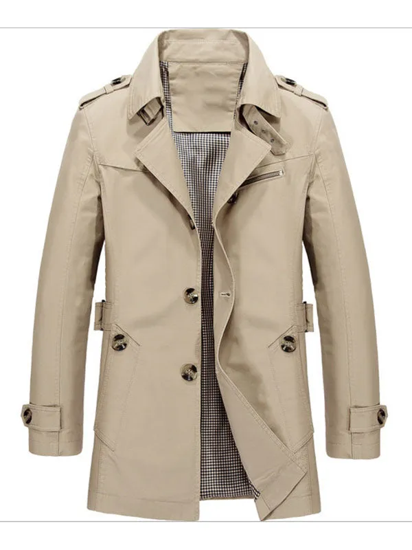 Men's Buttoned Trench Coat