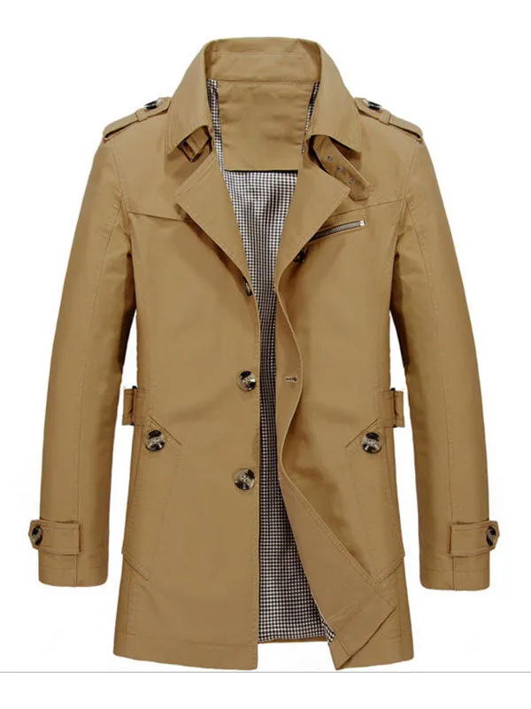 Men's Buttoned Trench Coat