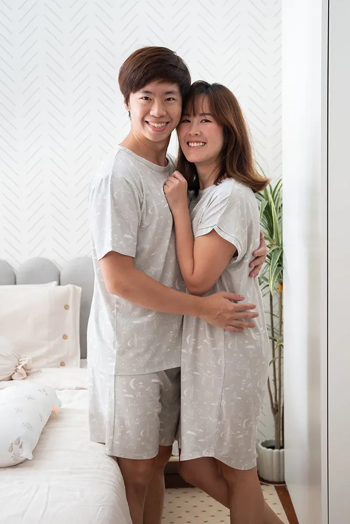 Men's Short-Sleeve Pyjamas Set - Nightfall Bunnies