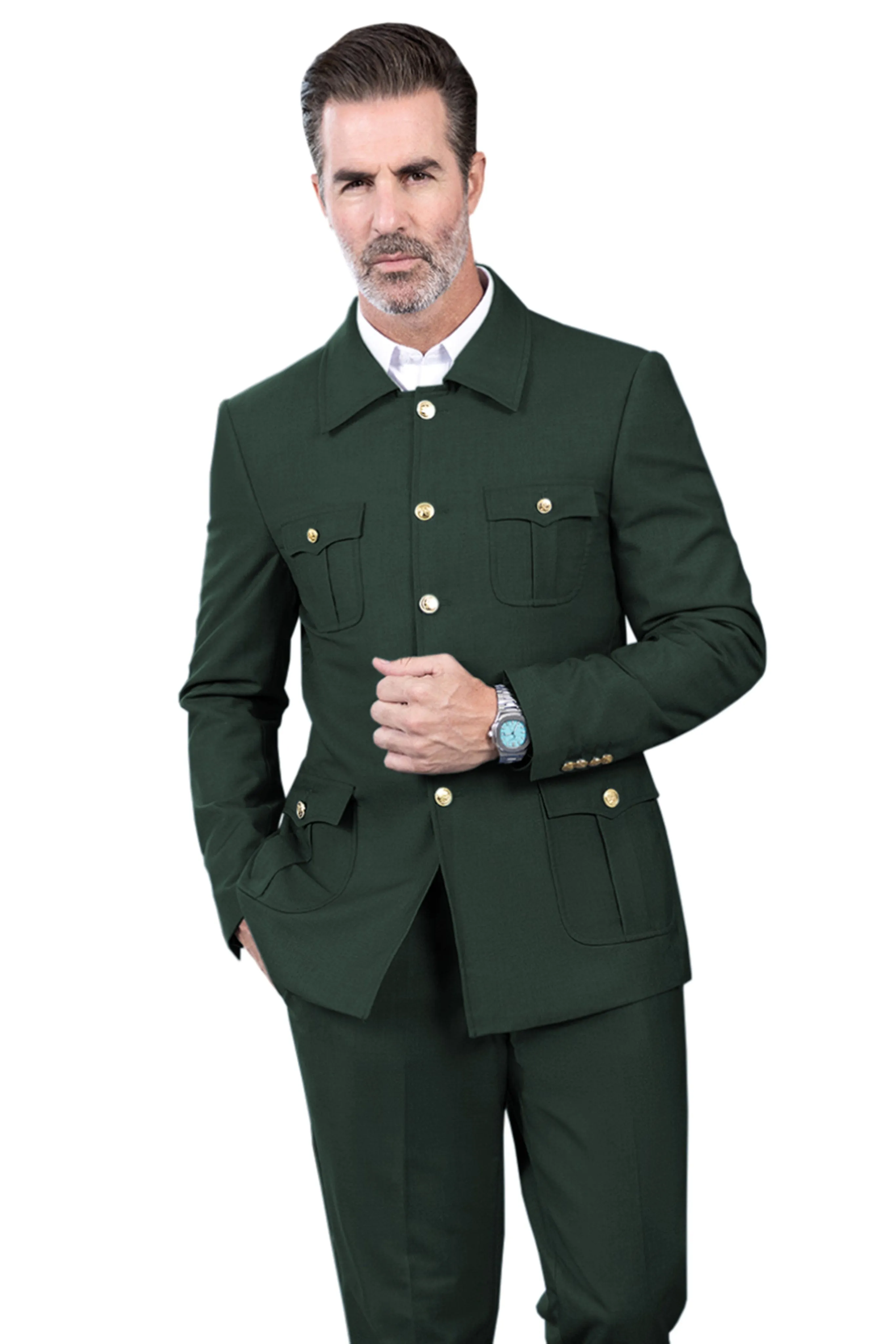 Men's Suit 2 Piece Stand Collar Jacket（Blazer Pants）