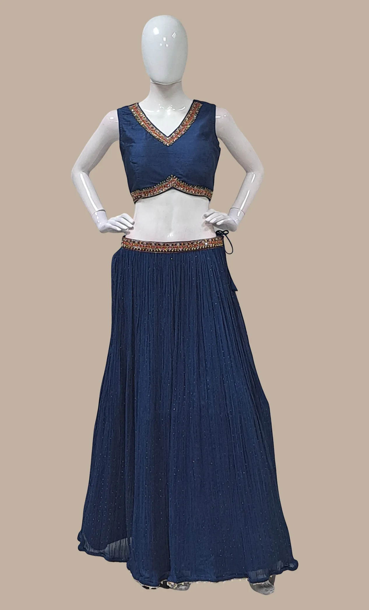 Midnight Blue Embroidered Choli Set